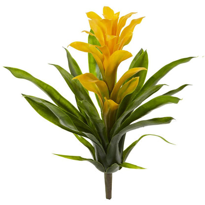 15in. Bromeliad Artificial Flower (Set of 4), Yellow