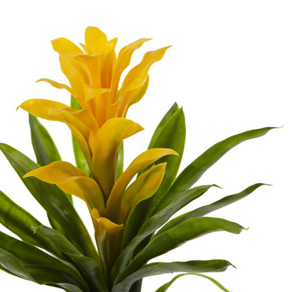 15in. Bromeliad Artificial Flower (Set of 4), Yellow