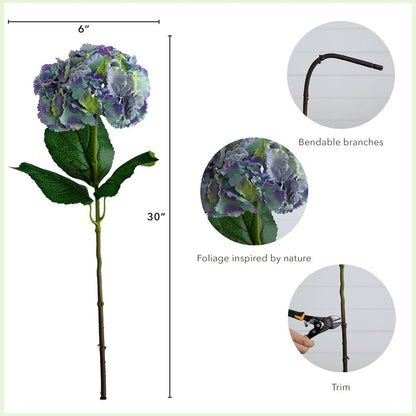 30in. Artificial Hydrangea Flower Stems, Set of 3
