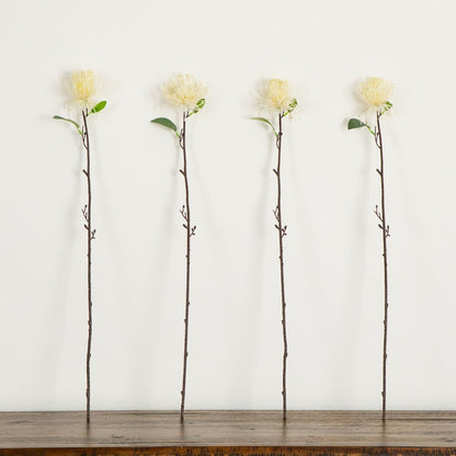 24in. Artificial Pincushion Protea Flower Stem - Set of 4