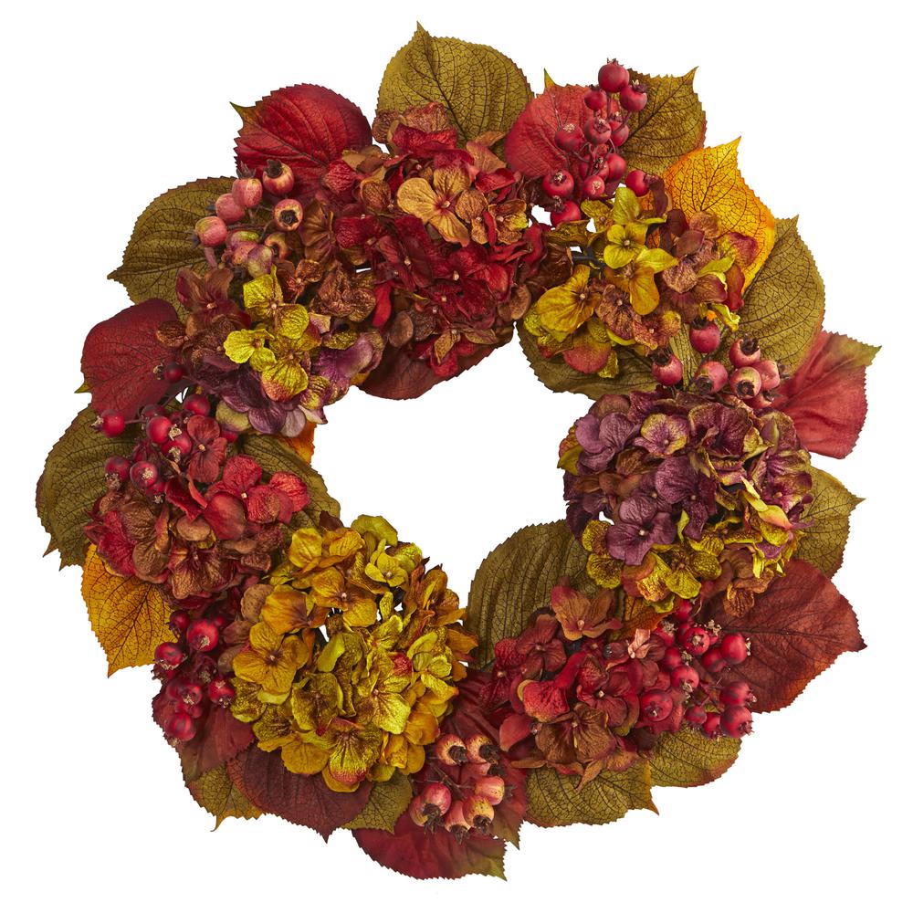 24in. Fall Hydrangea Wreath