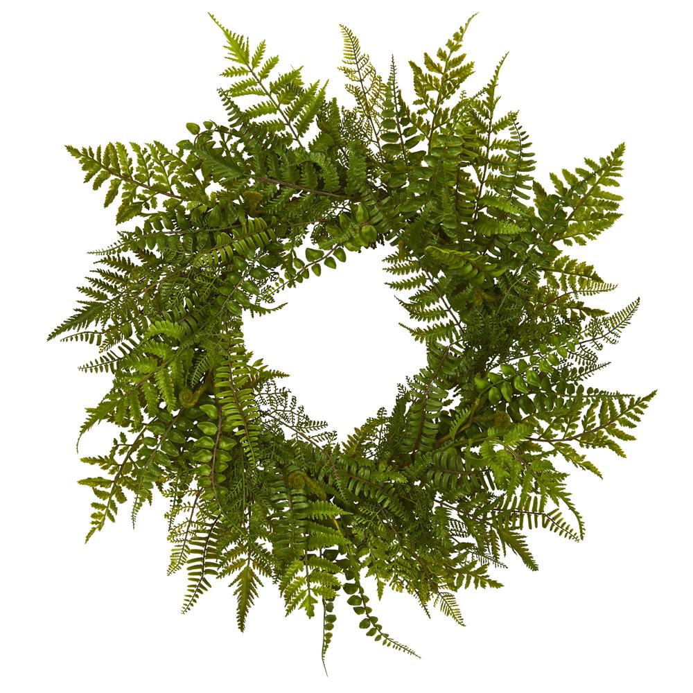24in. Mixed Fern Artificial Wreath