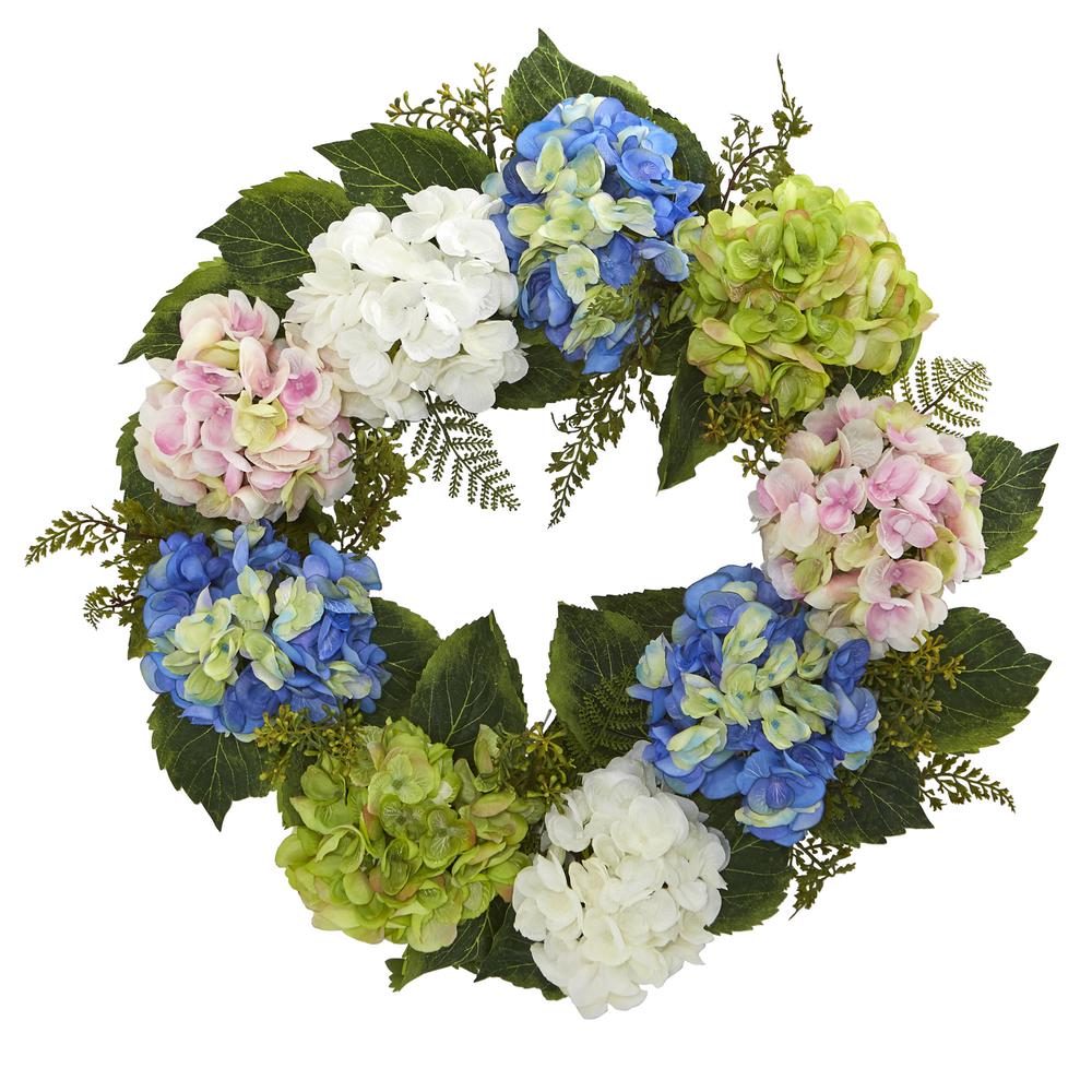 24in. Hydrangea Wreath, Blue