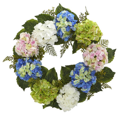 24in. Hydrangea Wreath, Blue