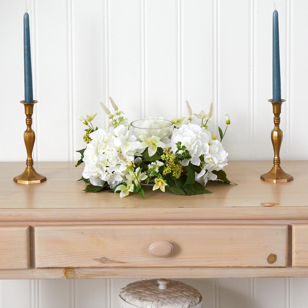 Hydrangea Artificial Arrangement Candelabrum