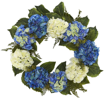 24in. Hydrangea Wreath - Blue