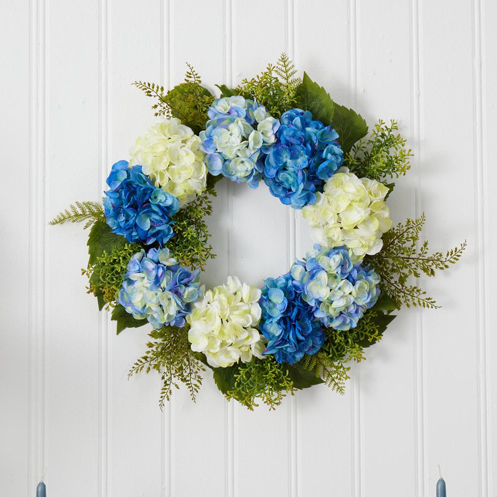 24in. Hydrangea Wreath - Blue