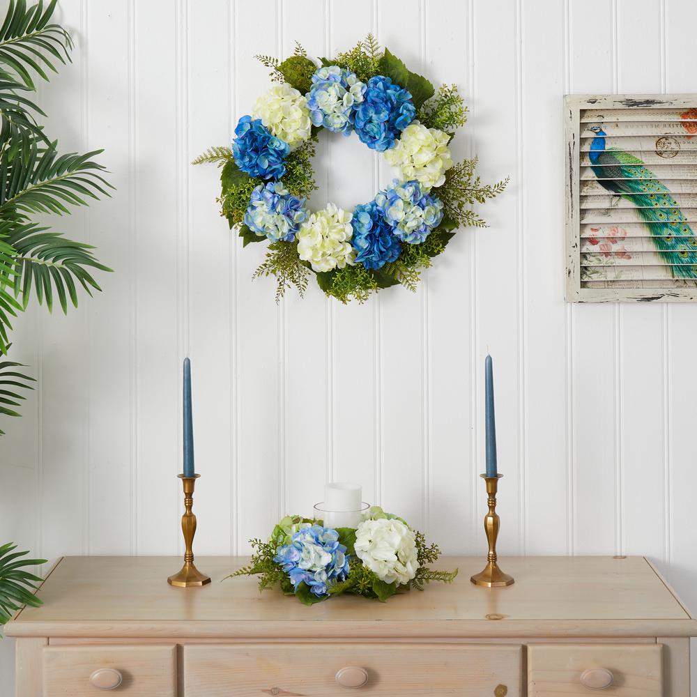 24in. Hydrangea Wreath - Blue