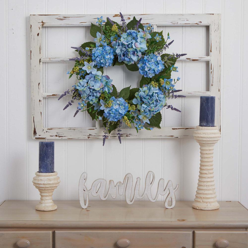 24in. Hydrangea Wreath Blue