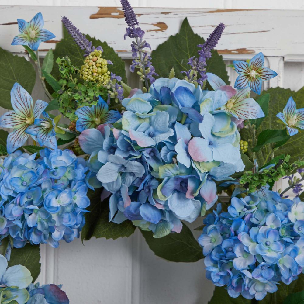 24in. Hydrangea Wreath Blue