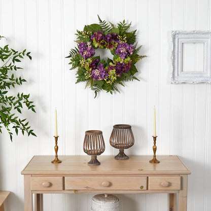24in. Hydrangea Berry Wreath Purple
