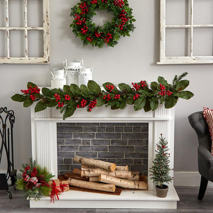 5ft. Magnolia Berry Pine Artificial Garland