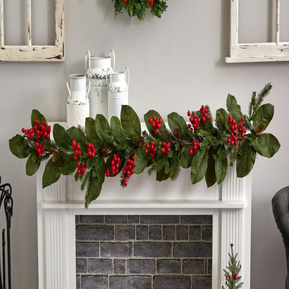 5ft. Magnolia Berry Pine Artificial Garland