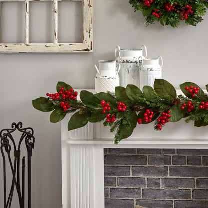 5ft. Magnolia Berry Pine Artificial Garland
