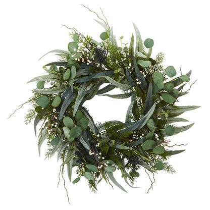 24in. Eucalyptus and Mixed Greens Artificial Wreath