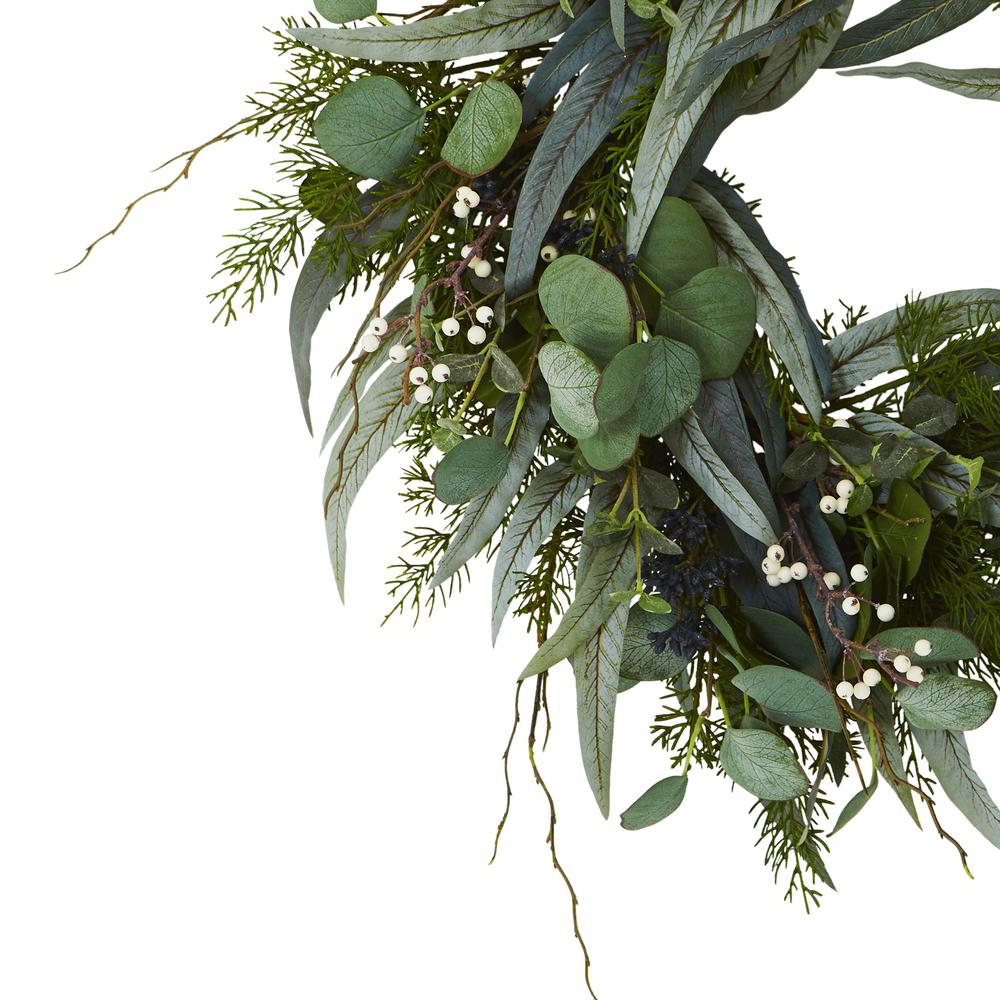 24in. Eucalyptus and Mixed Greens Artificial Wreath