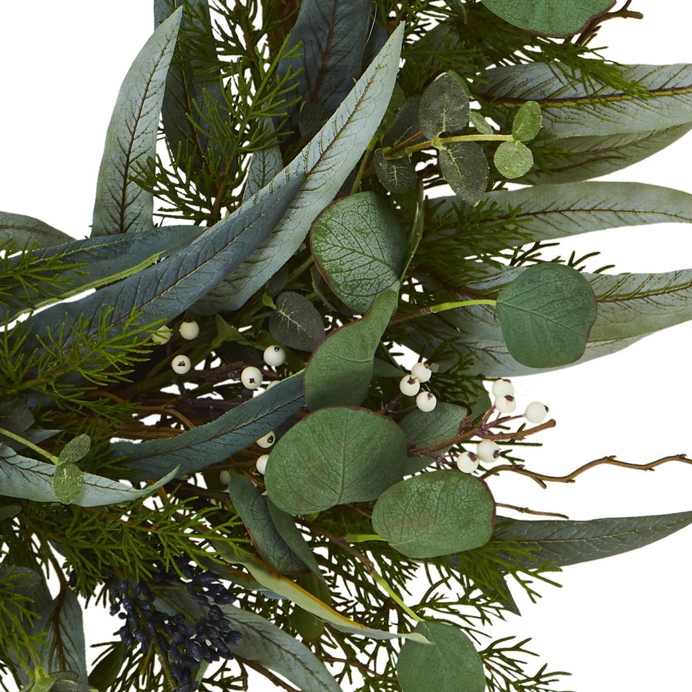 24in. Eucalyptus and Mixed Greens Artificial Wreath