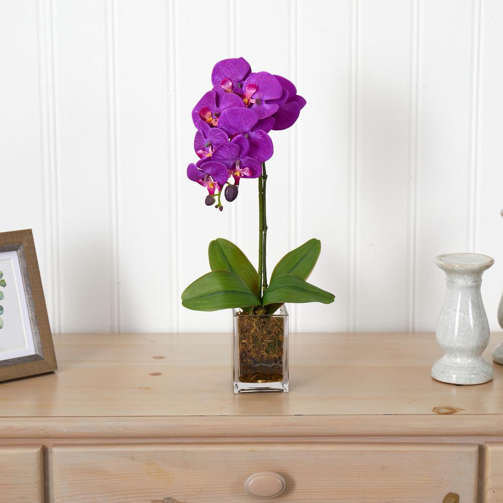 24in. Orchid Phalaenopsis Artificial Arrangement in Vase, Mauve