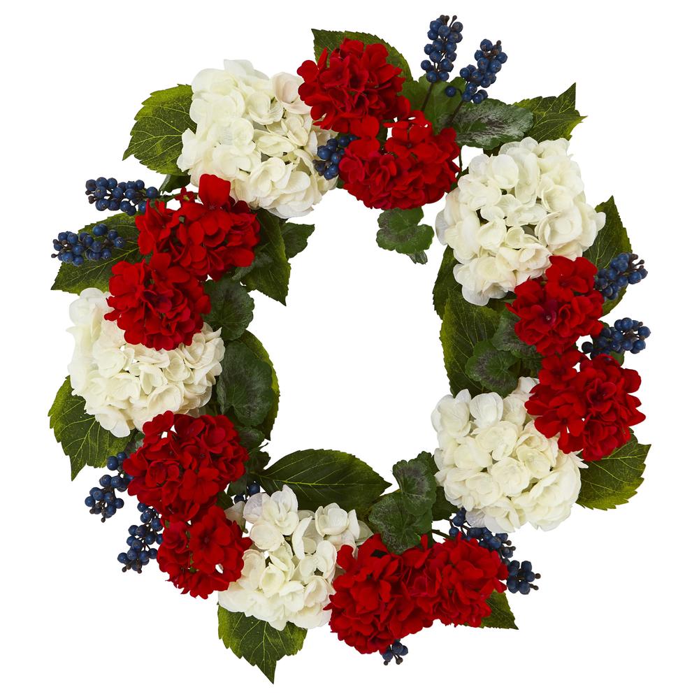 21in. Geranium and Blueberry Artificial Wreath