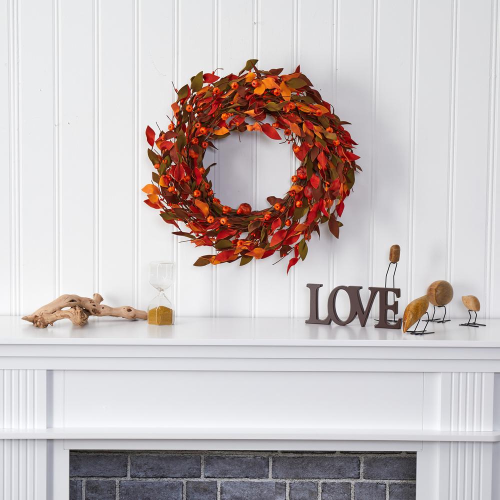20in. Harvest Leaf and Mini Pumpkin Artificial Wreath