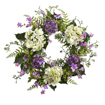 24in. Hydrangea Berry Wreath, Purple