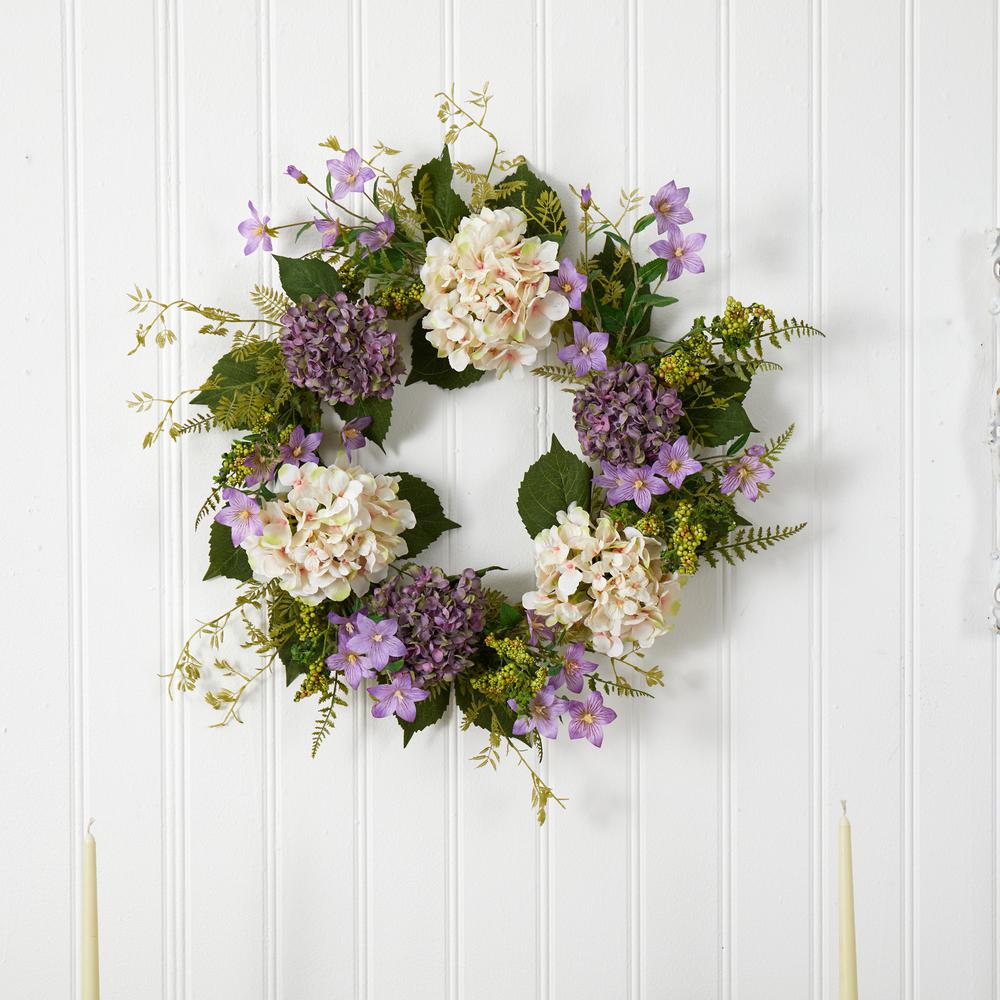 24in. Hydrangea Berry Wreath, Purple