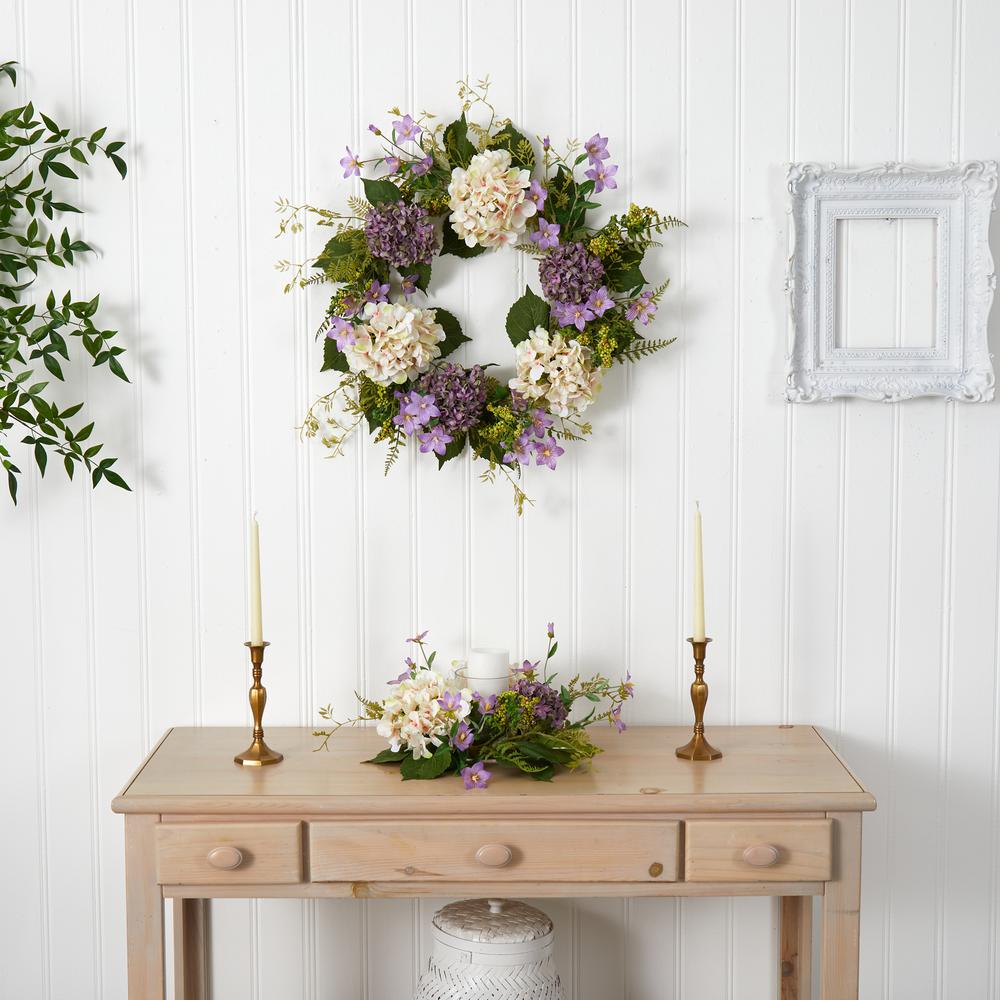 24in. Hydrangea Berry Wreath, Purple