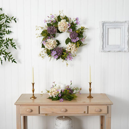 24in. Hydrangea Berry Wreath, Purple