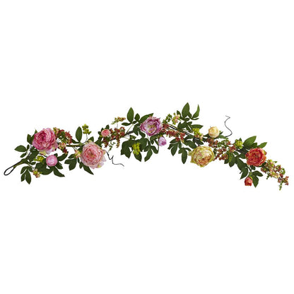 60in. Mixed Peony & Berry Garland