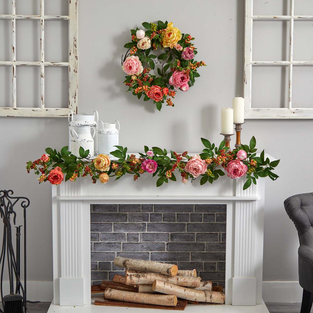60in. Mixed Peony & Berry Garland