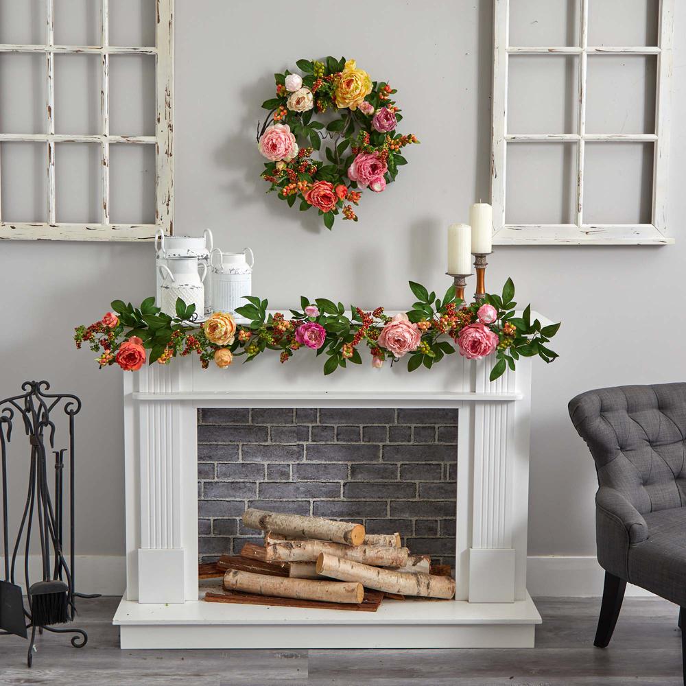 60in. Mixed Peony & Berry Garland