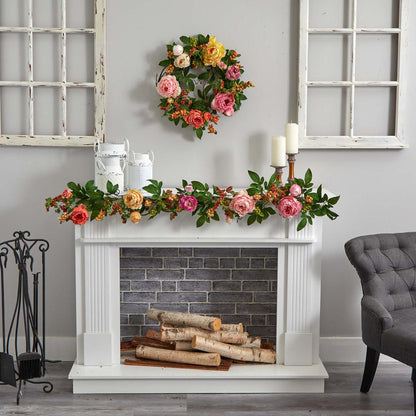 60in. Mixed Peony & Berry Garland