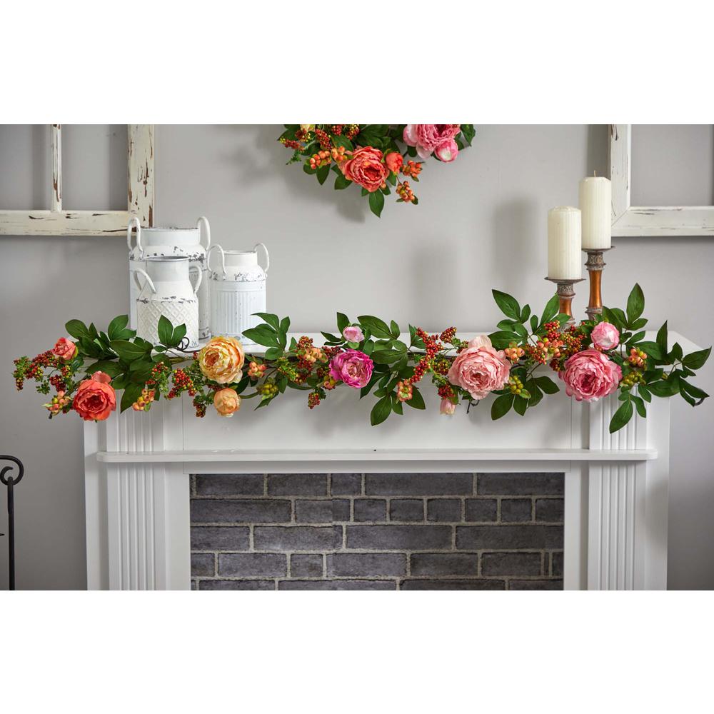 60in. Mixed Peony & Berry Garland