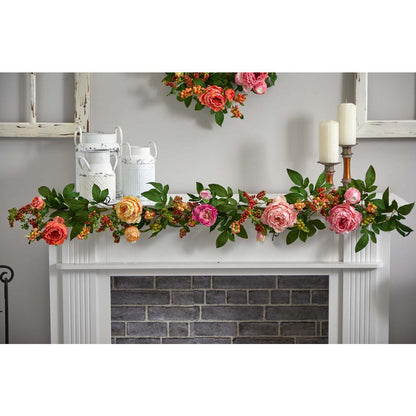 60in. Mixed Peony & Berry Garland