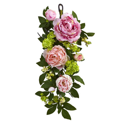 24in. Mixed Peony & Hydrangea Teardrop