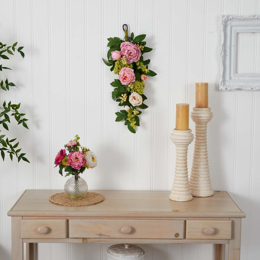 24in. Mixed Peony & Hydrangea Teardrop