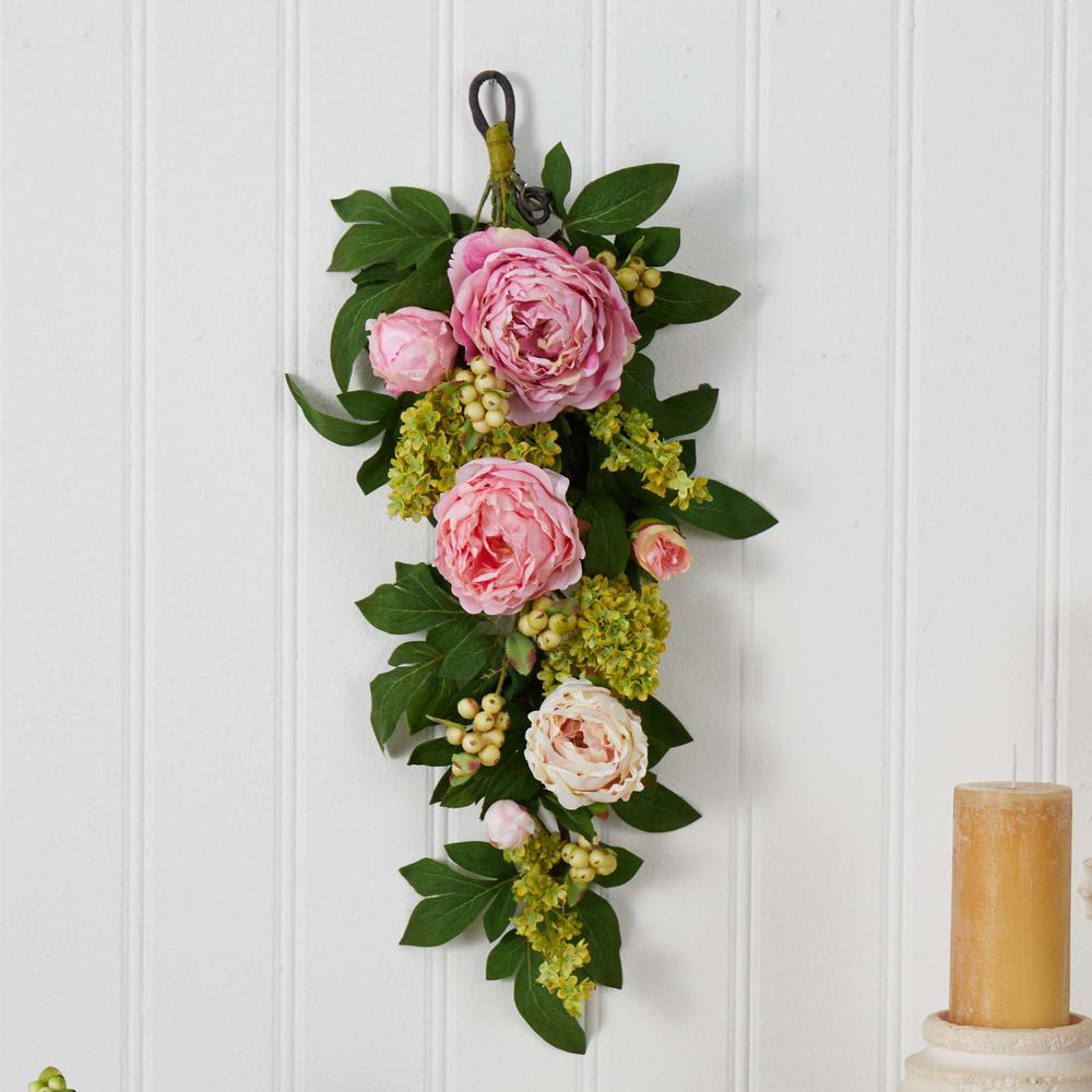 24in. Mixed Peony & Hydrangea Teardrop