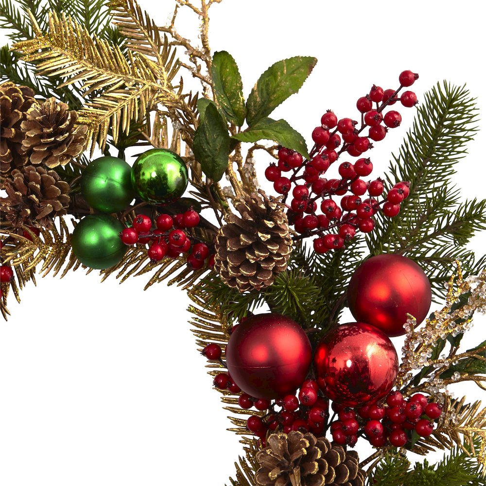 24in. Ornament, Pine & Pinecone Wreath
