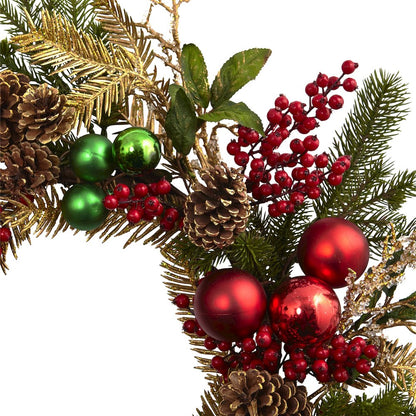 24in. Ornament, Pine & Pinecone Wreath