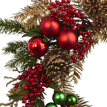 24in. Ornament, Pine & Pinecone Wreath