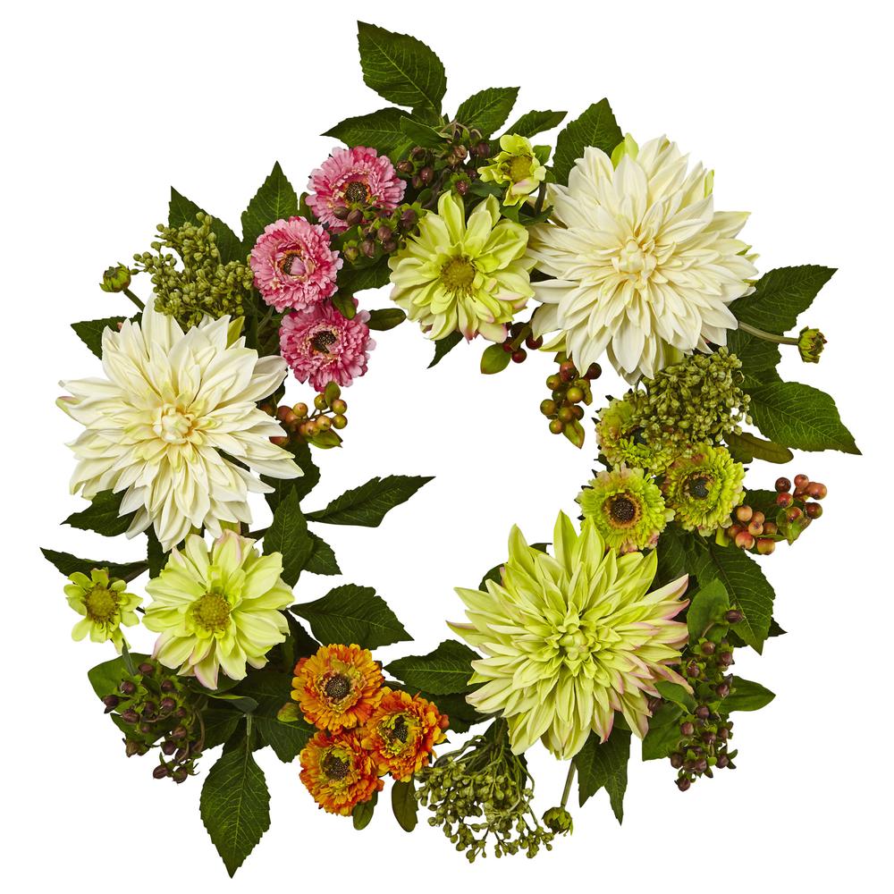 22in. Dahlia Mum Wreath