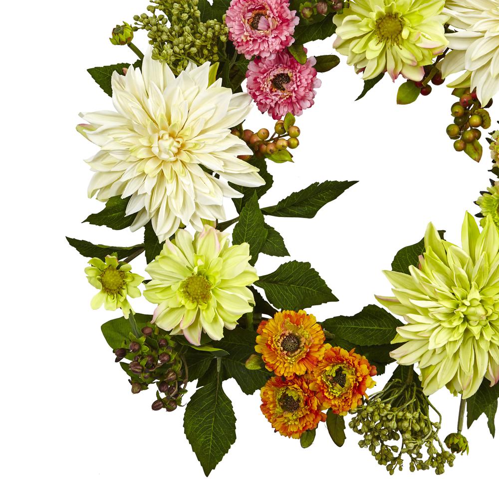 22in. Dahlia Mum Wreath