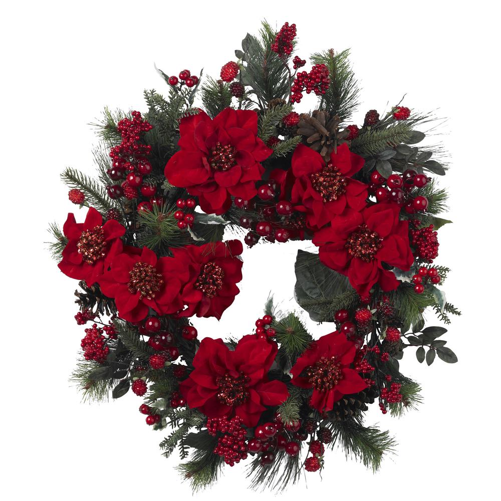24in. Poinsettia Wreath