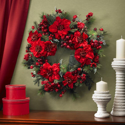 24in. Poinsettia Wreath