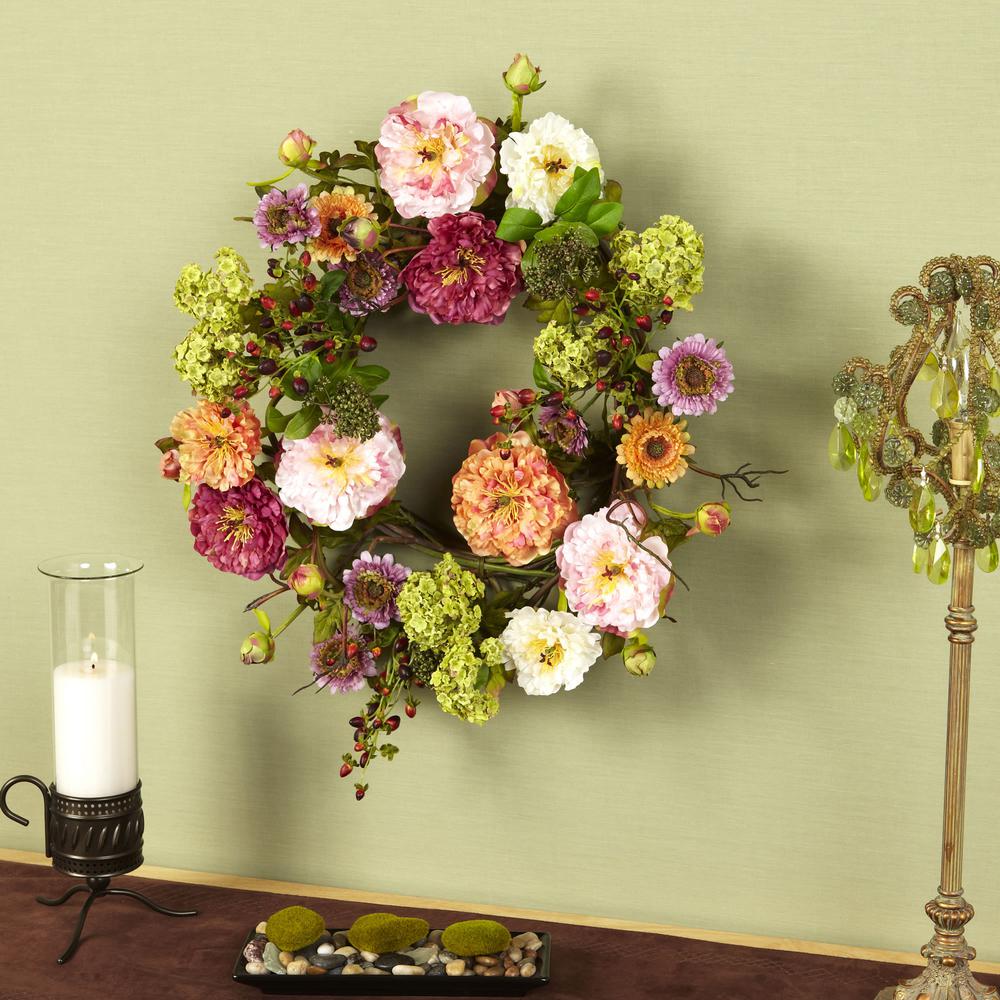 24in. Peony Wreath