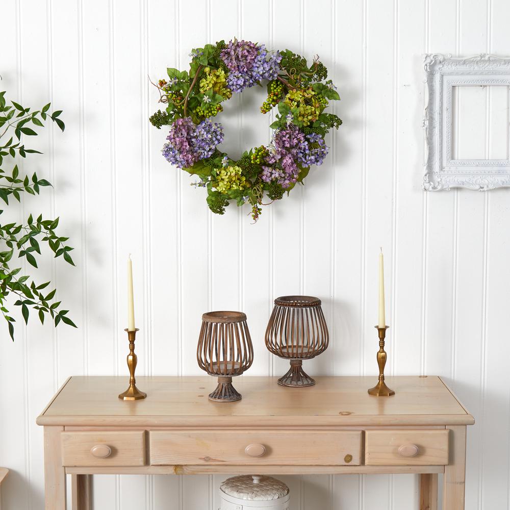 24in. Hydrangea Wreath, Mixed
