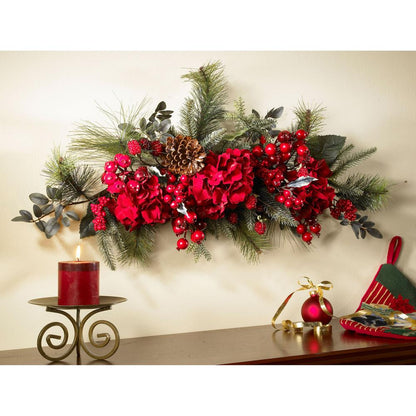 30in. Holiday Hydrangea Swag