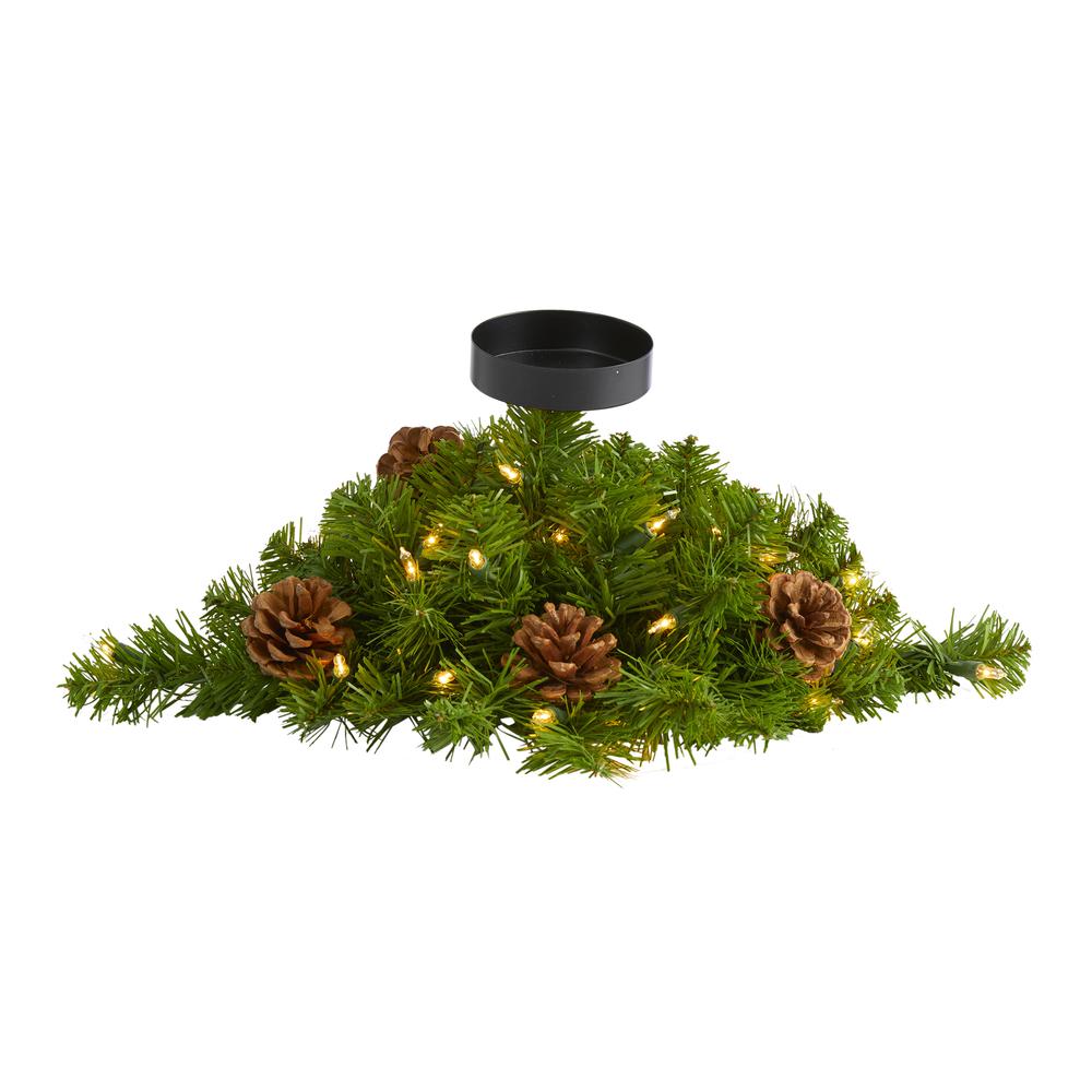 16in. Christmas Pine Candelabrum with 35 Lights and Pine Cones