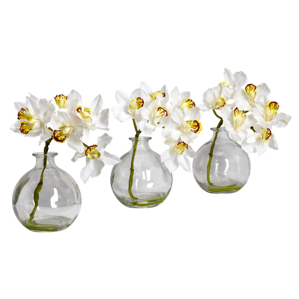 Cymbidium with Vase Silk Flower Arrangement (Set of 3)