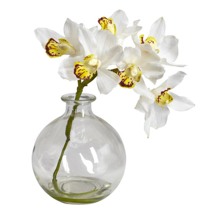 Cymbidium with Vase Silk Flower Arrangement (Set of 3)